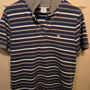 Brooks Brothers 1818 Slim Fit Size M  Striped Blue/White Polo Shirt
